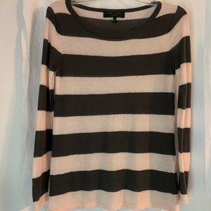 rag & bone women's pale pink and gray striped pullover sweater
